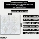 Set 20 x tapet autoadeziv 3D NEXTLY, pentru perete sau tavan, waterproof, ajustabil, adeziv puternic, usor de montat, suprafata acoperire 9.8 mp, 70x70 cm, alb, cod 74 - imagine 4