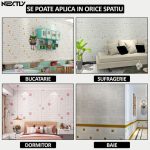 Set 50 x tapet autoadeziv 3D NEXTLY, design caramida, pentru perete sau tavan, waterproof, ajustabil, adeziv puternic, usor de montat, suprafata acoperire 26.5 mp, 70x77 cm, model stelute, cod 52 - imagine 6
