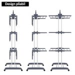 Uscator vertical pentru rufe si incaltaminte NEXTLY, 3 niveluri, suport umerase, pliabil, portabil, mobil, ergonomic, gri - imagine 2
