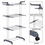 Uscator vertical pentru rufe si incaltaminte NEXTLY, 3 niveluri, suport umerase, pliabil, portabil, mobil, ergonomic, negru - imagine 3