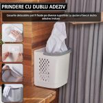 Cos de rufe, jucarii copii si alte obiecte NEXTLY, 3 compartimente, 4 roti detasabile, 2 cosuri cu maner detasabile, aplicabile pe perete, deschidere rabatabila, sistem de aerisire, 28x40x74cm, alb-gri - imagine 8