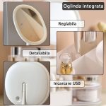 Organizator de cosmetice, bijuterii, accesorii si alte obiecte NEXTLY, oglinda detasabila si reglabila cu touch control, 3 moduri de iluminare, compartimentat, 18.5x33x12cm L, verde - imagine 6