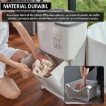Cos de rufe, jucarii copii si alte obiecte NEXTLY, 3 compartimente, 4 roti detasabile, 2 cosuri cu maner detasabile, aplicabile pe perete, deschidere rabatabila, sistem de aerisire, 28x40x74cm, alb-gri - imagine 11