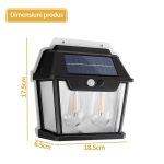 Lampa solara de exterior cu 2 becuri NEXTLY, 3 moduri de functionare, senzori de miscare si lumina, stare de veghe, lumina calda, waterproof, 28W, negru/alb - imagine 7