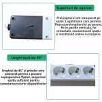 Prelungitor cu 3 prize NEXTLY, intrerupator, suport de agatare, rezistent la temperaturi ridicate, cablu 2.5m, alb-negru - imagine 5