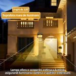 Lampa solara de exterior cu 3 becuri NEXTLY, 3 moduri de functionare, senzori de miscare si lumina, stare de veghe, lumina calda, waterproof, 38W, negru/alb - imagine 4