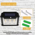 Set 2 x lampa solara de exterior cu 3 becuri NEXTLY, 3 moduri de functionare, senzori de miscare si lumina, stare de veghe, lumina calda, waterproof, 38W, negru/alb - imagine 6
