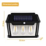 Lampa solara de exterior cu 3 becuri NEXTLY, 3 moduri de functionare, senzori de miscare si lumina, stare de veghe, lumina calda, waterproof, 38W, negru/alb - imagine 7