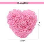 Inima din trandafiri din spuma NEXTLY, decorat manual, cutie transparenta, 17 cm, roz - imagine 5