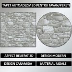 Set 40 x tapet autoadeziv 3D NEXTLY, pentru perete sau tavan, waterproof, ajustabil, adeziv puternic, usor de montat, suprafata acoperire 21.2 mp, 70x77 cm, design caramida, gri, cod 95 - imagine 2