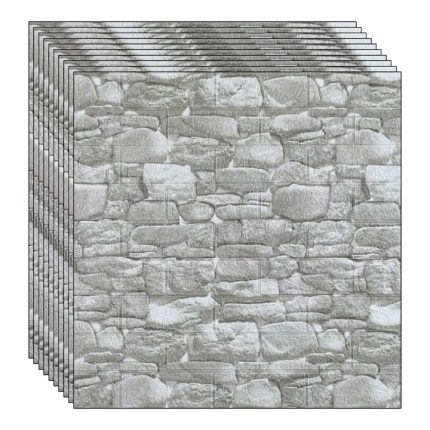 Set 30 x tapet autoadeziv 3D NEXTLY, pentru perete sau tavan, waterproof, ajustabil, adeziv puternic, usor de montat, suprafata acoperire 15.9 mp, 70x77 cm, design caramida, gri, cod 95