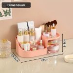 Organizator de cosmetice, bijuterii, accesorii si alte obiecte NEXTLY, oglinda detasabila si reglabila cu touch control, 3 moduri de iluminare, compartimentat, 15.5x28x9.5cm M, roz - imagine 9