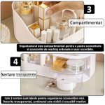 Organizator de cosmetice, bijuterii, accesorii si alte obiecte NEXTLY, oglinda detasabila si reglabila cu touch control, 3 moduri de iluminare, compartimentat, 15.5x28x9.5cm M, alb - imagine 5