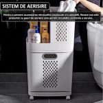 Cos de rufe, jucarii copii si alte obiecte NEXTLY, 3 compartimente, 4 roti detasabile, 2 cosuri cu maner detasabile, aplicabile pe perete, deschidere rabatabila, sistem de aerisire, 28x40x74cm, alb-gri - imagine 10