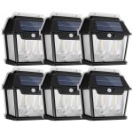 Set 6 x lampa solara de exterior cu 2 becuri NEXTLY, 3 moduri de functionare, senzori de miscare si lumina, stare de veghe, lumina calda, waterproof, 28W, negru/alb