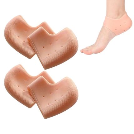 Set 2 protectii din silicon pentru calcaie NEXTLY, pentru dureri/bataturi/piele crapata, lavabile, reutilizabile, anti-alunecare, elastice, potrivite pentru orice incaltaminte, marime universala, crem