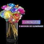Trandafir artizanal cu lumini LED NEXTLY, realizat manual, efecte cromatice, 3 moduri de iluminare, 24cm, cutie inclusa, albastru - imagine 3