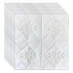 Set 10 x tapet autoadeziv 3D NEXTLY, pentru perete sau tavan, waterproof, ajustabil, adeziv puternic, usor de montat, suprafata acoperire 4.9 mp, 70x70 cm, alb, cod 74