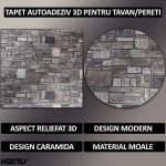 Set 10 x tapet autoadeziv 3D NEXTLY, pentru perete sau tavan, waterproof, ajustabil, adeziv puternic, usor de montat, suprafata acoperire 5.3 mp, 70x77 cm, design caramida, maro, cod 92 - imagine 2