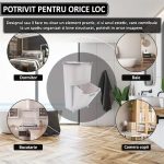Cos de rufe, jucarii copii si alte obiecte NEXTLY, 3 compartimente, 4 roti detasabile, 2 cosuri cu maner detasabile, aplicabile pe perete, deschidere rabatabila, sistem de aerisire, 28x40x74cm, alb-gri - imagine 12
