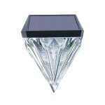 Lampa de exterior cu incarcare solara NEXTLY, senzor de lumina, lumina calda, forma de diamant, ABS + policarbonat PG33, rezistenta la apa IP44, transparent negru