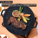 Plita japoneza NEXTLY, antiaderenta, usor de curatat, gatire directa pe aragaz/plita cu inductie/gratar, diametru 32cm, negru - imagine 2