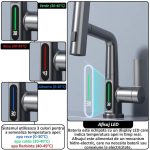 Baterie pentru chiuveta NEXTLY, pentru bucatarie si baie, cap extensibil si retractabil, 3 moduri de jet - aerat/sub presiune/tip cascada, afisaj LED cu iluminare temperatura, rotire la 360°, ajustabil pe inaltime, gri metalizat inchis - imagine 8