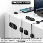 Set 10 x organizator cabluri NEXTLY, 5 marimi, suporturi autoadezive pentru diverse tipuri de cabluri, prindere pe diverse suprafete, negru - imagine 3