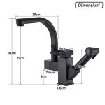 Baterie de chiuveta 2 in 1 NEXTLY, cap principal rotativ la 360° cu aerator tip fagure si duza extractibila flexibila, 2 moduri de jet - normal si tip pulverizare, 1-9 negru mat - imagine 8