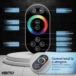 Sistem de dus incastrabil, NEXTLY, iluminare ambientala LED RGB, ajustare temperatura, mod cascada, mod ploaie, para de dus, furtun de 150cm, telecomanda touch, ajustare efecte luminoase, negru - imagine 6