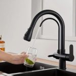 Baterie multifunctionala pentru chiuveta, NEXTLY, tip lebada, dubla, cap extensibil si retractabil, doua moduri de jet, baterie pentru apa filtrata, rotatie 360°, negru mat - imagine 2