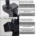 Baterie de chiuveta 2 in 1 NEXTLY, cap principal rotativ la 360° cu aerator tip fagure si duza extractibila flexibila, 2 moduri de jet - normal si tip pulverizare, 1-9 negru mat - imagine 7