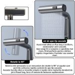 Baterie pentru chiuveta NEXTLY, pentru bucatarie si baie, cap extensibil si retractabil, 3 moduri de jet - aerat/sub presiune/tip cascada, afisaj LED cu iluminare temperatura, rotire la 360°, ajustabil pe inaltime, gri metalizat inchis - imagine 5