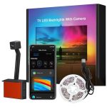 Banda LED RGBIC cu camera video 1080p pentru TV, NEXTLY, control prin aplicatie Tuya Smart, sincronizare video si audio, moduri multiple, LED 5050, senzor de culoare, timer, compatibila cu TV 55-65 inch(138- 165cm)