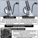 Baterie pentru chiuveta NEXTLY, pentru bucatarie si baie, cap extensibil si retractabil, 3 moduri de jet - aerat/sub presiune/tip cascada, afisaj LED cu iluminare temperatura, rotire la 360°, ajustabil pe inaltime, gri metalizat inchis - imagine 4