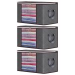 Set 3 x Organizator pentru haine, perne, pilote, jucarii si alte accesorii NEXTLY, geanta depozitare pliabila, fereastra de vizualizare, material respirabil, capacitate mare, inchidere cu fermoar dublu, 47x47x28cm S, gri