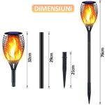 Set 2 x lampa solara de exterior tip torta cu efect de flacara NEXTLY, decorativa, senzor de lumina, waterproof, 76cm, negru - imagine 7