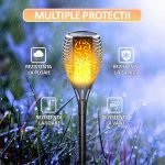 Set 8 x lampa solara de exterior tip torta cu efect de flacara NEXTLY, decorativa, senzor de lumina, waterproof, 76cm, negru - imagine 5