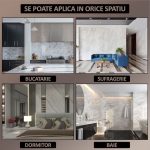 Set 50 x tapet autoadeziv imitatie marmura NEXTLY, waterproof, ajustabil, adeziv puternic, usor de montat, suprafata acoperire 9 mp, 30x60 cm, 2mm grosime PS9902 - imagine 6