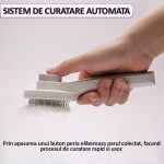 Perie pentru curatarea si indepartarea parului de pisica/caine NEXTLY, buton auto-curatare, maner confortabil, peri flexibili si inclinati la 150°m alb-roz - imagine 5