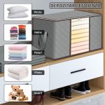 Set 3 x Organizator pentru haine, perne, pilote, jucarii si alte accesorii NEXTLY, geanta depozitare pliabila, fereastra de vizualizare, material respirabil, capacitate mare, inchidere cu fermoar dublu, 47x47x28cm S, gri - imagine 4