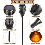 Set 4 x lampa solara de exterior tip torta cu efect de flacara NEXTLY, decorativa, senzor de lumina, waterproof, 76cm, negru - imagine 3