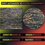 Set 40 x tapet autoadeziv 3D NEXTLY, pentru perete sau tavan, waterproof, ajustabil, adeziv puternic, usor de montat, suprafata acoperire 21.2 mp, 70x77 cm, design modern, negru multicolor, cod J7446-11 - imagine 2