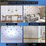 Set 50 x tapet autoadeziv 3D NEXTLY, pentru perete sau tavan, waterproof, ajustabil, adeziv puternic, usor de montat, suprafata acoperire 26.5 mp, 70x77 cm, design modern, albastru stelute, cod 53 - imagine 5