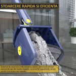 Mop multifunctional NEXTLY pentru suprafete uscate si umede, cap dreptunghiular rotativ 360° si pliabil 180°, stergator pentru geamuri, podele, pereti, mobila, laveta microfibra lavabila si detasabila, maner 110cm, albastru - imagine 8