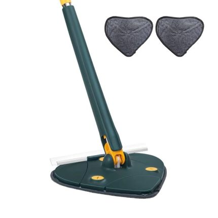 Set mop multifunctional cu 2 lavete NEXTLY pentru suprafete uscate si umede, cap forma de inima rotativ 360° si pliabil 180°, stergator pentru geamuri, podele, pereti, mobila, laveta microfibra lavabila si detasabila, maner 110cm, verde