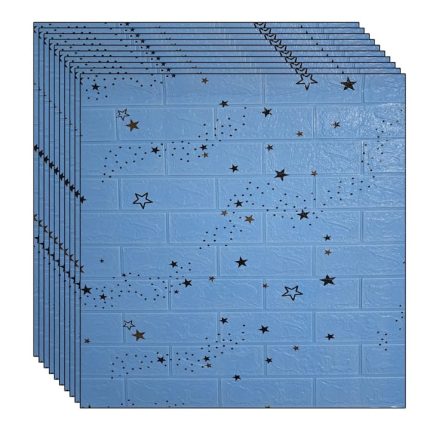 Set 50 x tapet autoadeziv 3D NEXTLY, pentru perete sau tavan, waterproof, ajustabil, adeziv puternic, usor de montat, suprafata acoperire 26.5 mp, 70x77 cm, design modern, albastru stelute, cod 53