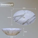 Lavoar ceramic cu montaj pe blat, NEXTLY, ceramica sanitara, design tip marmura, finisaje premium, lucios, design modern, 56x38.5x15 cm, alb cu insertii aurii - imagine 3