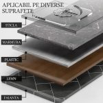 Set 5 x cuier cu adeziv NEXTLY, multifunctional, lipire pe diverse suprafete, adeziv puternic, waterproof, suport cu carlig rotativ 180° din otel inoxidabil, PVC, 5.5x5.5cm, transparent - imagine 4
