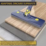 Mop multifunctional NEXTLY pentru suprafete uscate si umede, cap dreptunghiular rotativ 360° si pliabil 180°, stergator pentru geamuri, podele, pereti, mobila, laveta microfibra lavabila si detasabila, maner 110cm, albastru - imagine 4